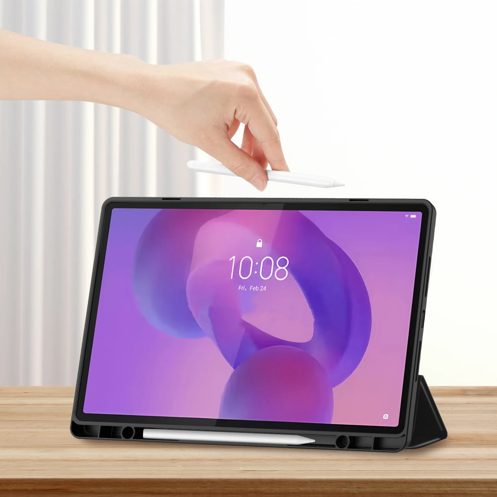 Husa pentru Lenovo Idea Tab Plus 12.1 SoftShell Slim & Light cu functie wake-up/sleep si compartiment pentru stylus, tip stand - negru