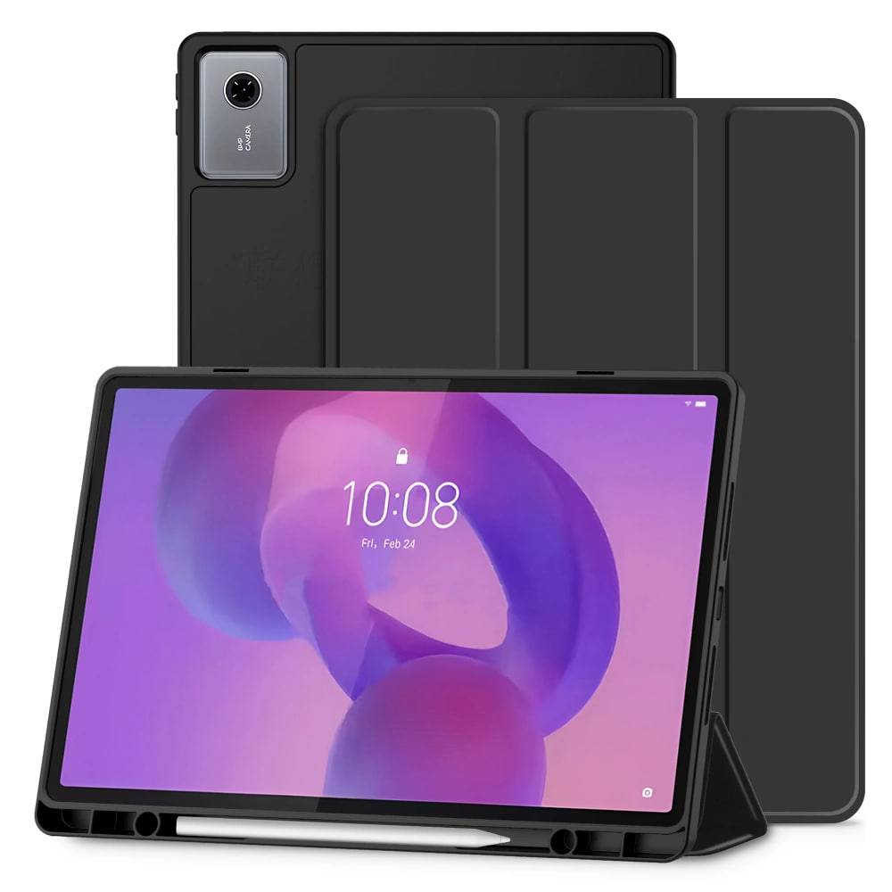 Husa pentru Lenovo Idea Tab Plus 12.1 SoftShell Slim & Light cu functie wake-up/sleep si compartiment pentru stylus, tip stand - negru