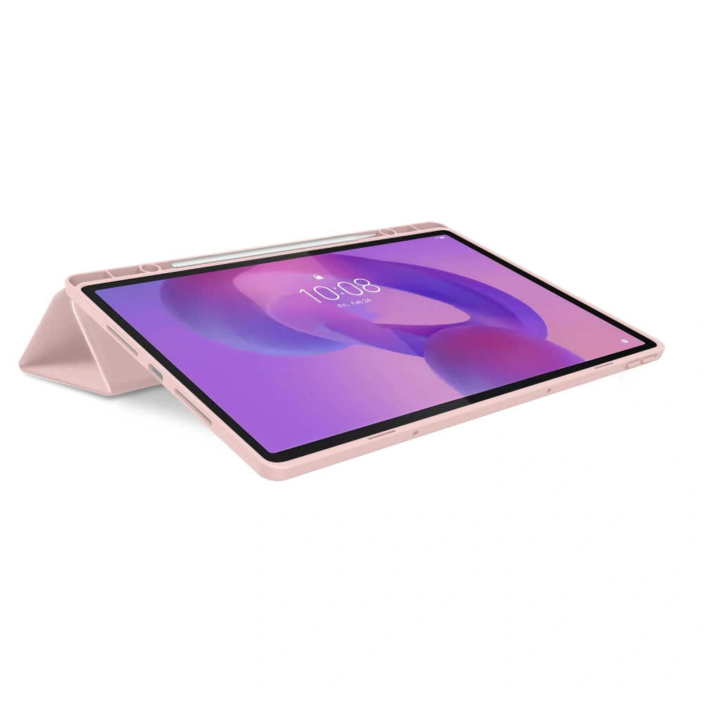 Husa pentru Lenovo Idea Tab Plus 12.1 SoftShell Slim & Light cu functie wake-up/sleep si compartiment pentru stylus, tip stand - roz