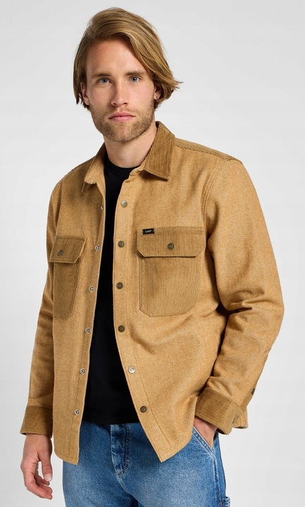 Camasa barbati, Lee, katana, fermoar, culoare maro, bumbac