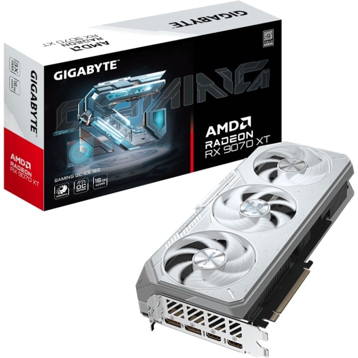 Placă video Gigabyte AMD Radeon RX 9070 XT GAMING OC ICE 16 GB GDDR6 256 bit
