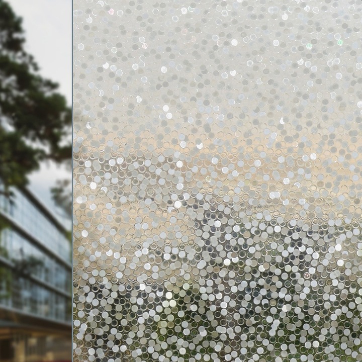 Folie Decorativa CCmax pentru Geam, Model Holographic Bubbles, Protectie Solara si Intimitate, 600 x 2000 mm, Aplicare Usoara cu Apa