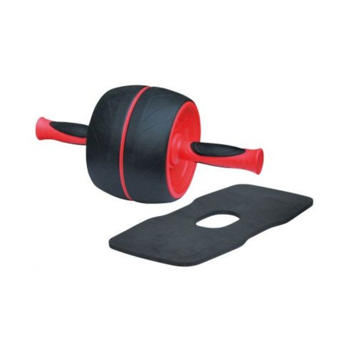 Roata abdomene Spartan Sport, cu baza, 9x35cm, manere ergonomice, anti-alunecare