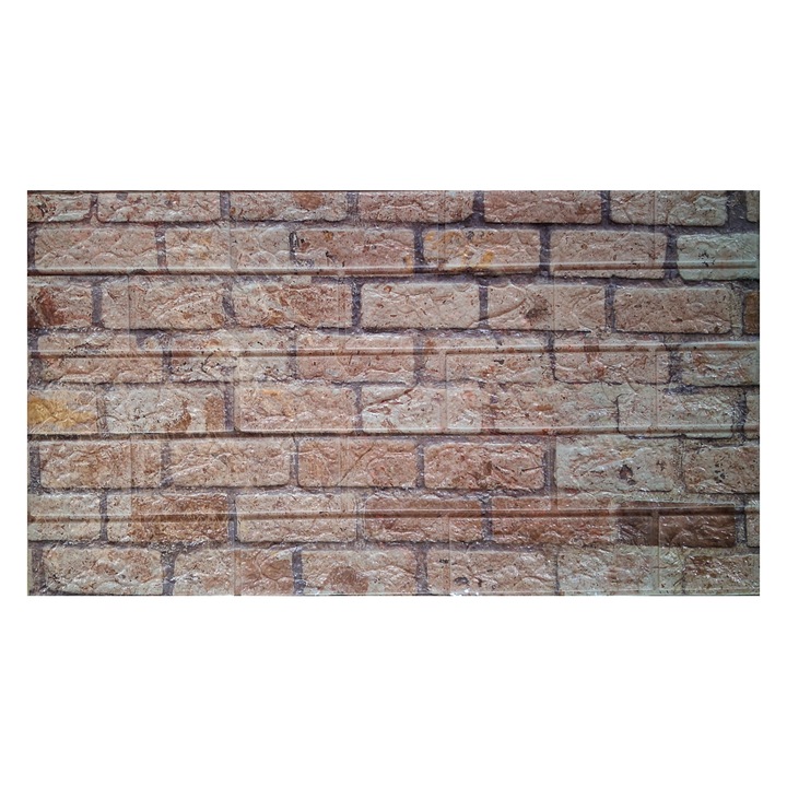 Tapet autocolant 3D design caramida, 70x77cm pentru bucatarie, baie, multicolor, usor de aplicat