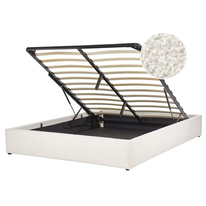 Pat otoman Boucle Dinan 160 x 200 cm Alb-murdar