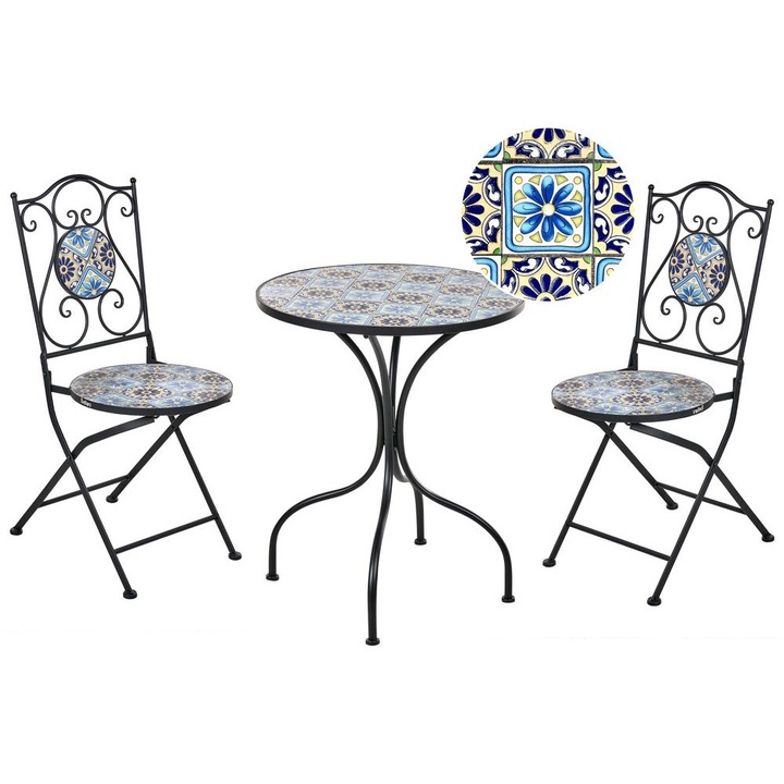 Set mobilier de gradina Pliabil Aggius Metal Negru