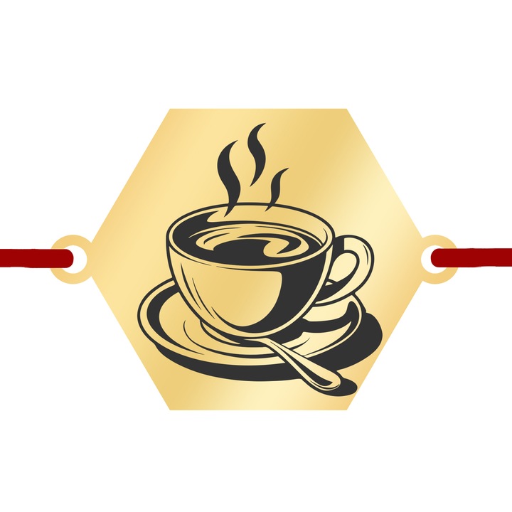 Martisor Bratara Inox Placat Aur 18K Hexagon Dependenta de Cafea