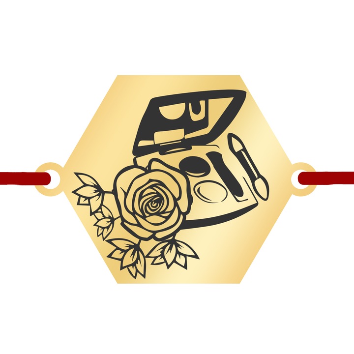 Martisor Bratara Inox Placat Aur 18K Hexagon Pasionata de Make-Up