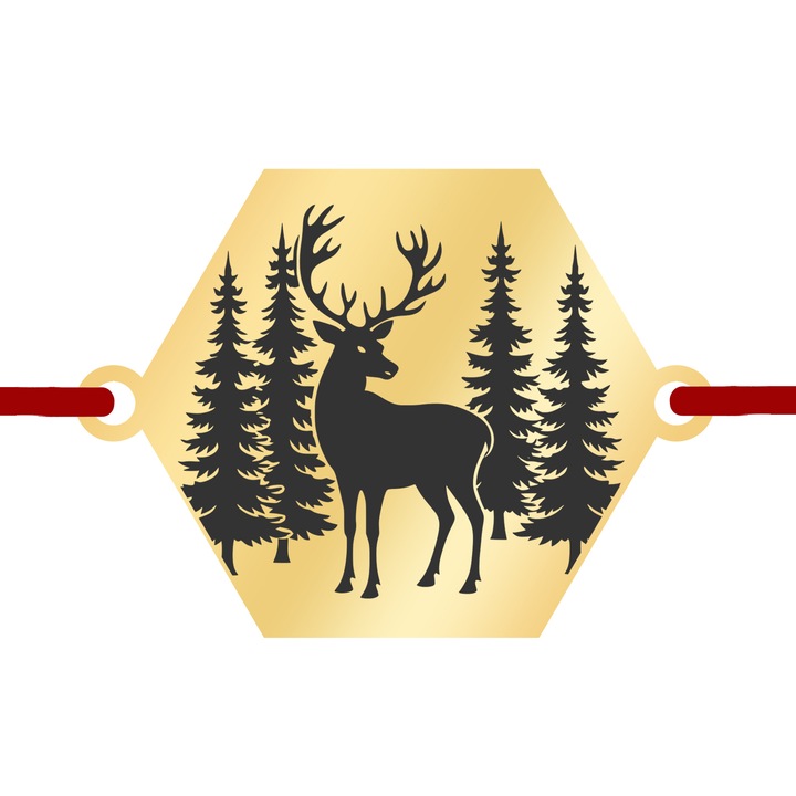 Martisor Bratara Inox Placat Aur 18K Hexagon Iubitoare de Natura