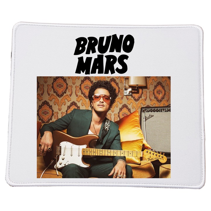 Mousepad Bruno Mars No.3, 23x20cm, design rectangular, baza din cauciuc antiderapant