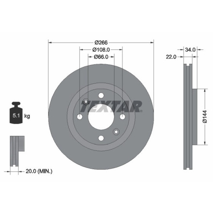 Textar Féktárcsa Citroën Xsara (N1) dízel 92111503