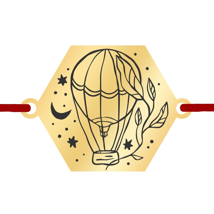 Martisor Bratara Inox Placat Aur 18K Hexagon Primavara cu Capul in Nori