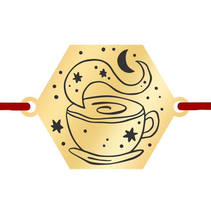 Martisor Bratara Inox Placat Aur 18K Hexagon Primavara cu Cafea