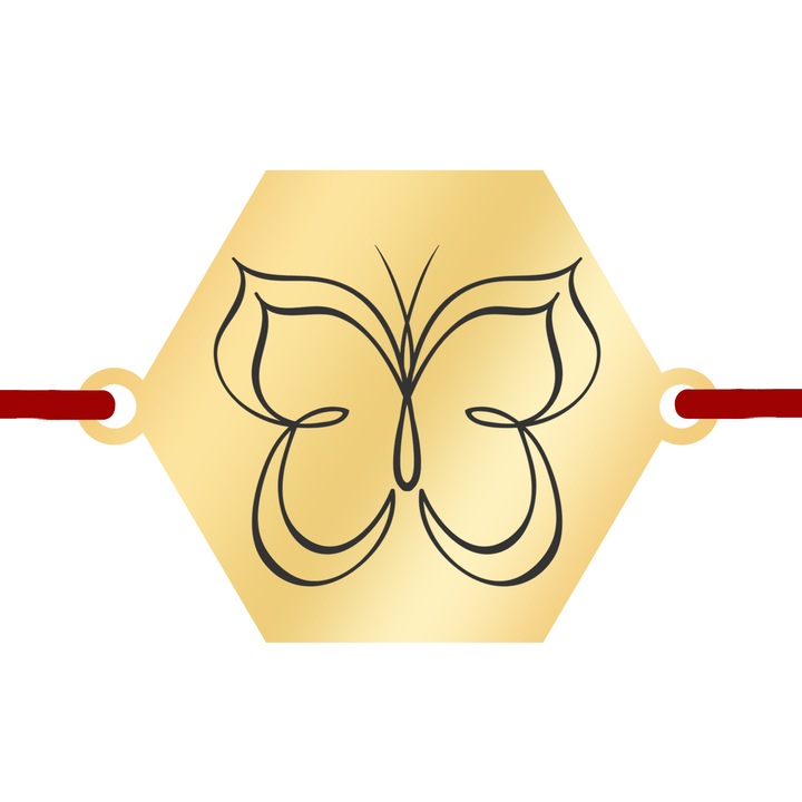 Martisor Bratara Inox Placat Aur 18K Hexagon Fluture Gingas