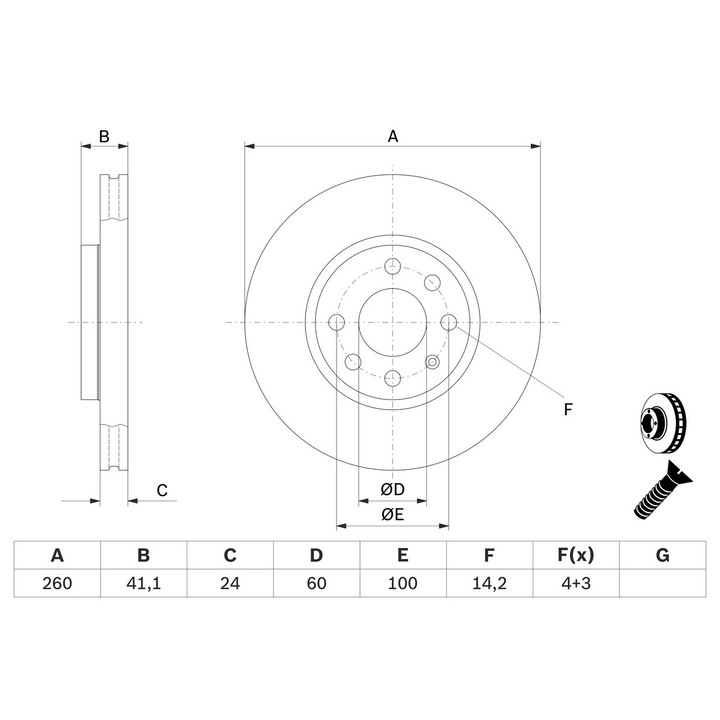 Спирачен диск 0986478730 Holden Tigra Opel Combo/Corsa C/Corsa Utility C Pick-Up/Meriva A/Tigra Twintop Vauxhall Corsa Mk 2