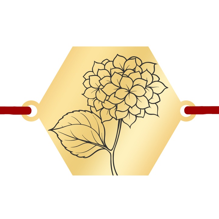 Martisor Bratara Inox Placat Aur 18K Hexagon Floare Hortensie