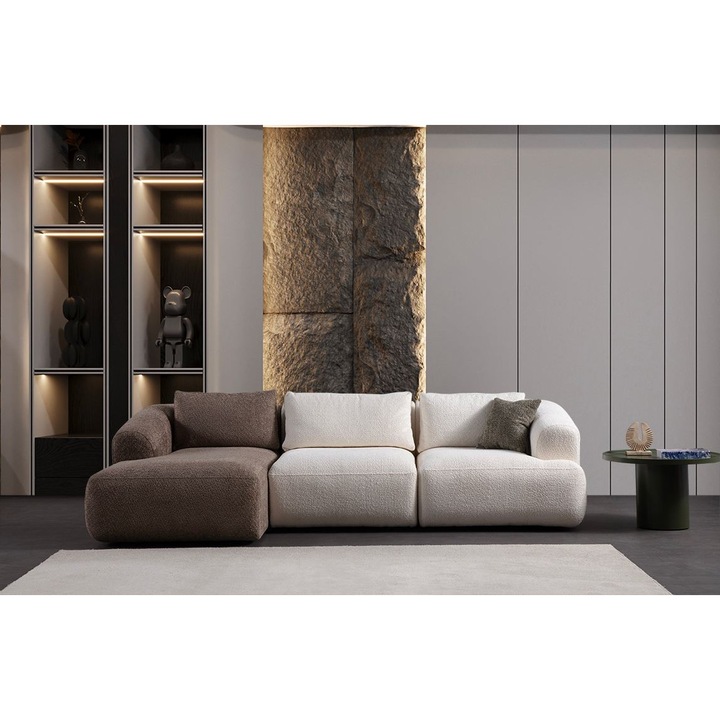 Canapea coltar Atelier Del Sofa, maro-alb, 290x105x85cm