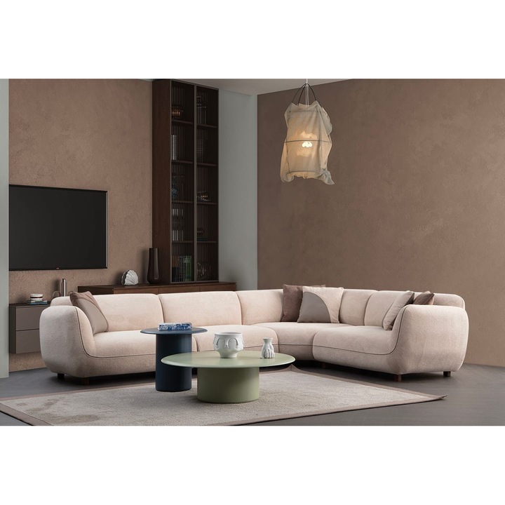 Canapea coltar, Atelier Del Sofa, crem, 335x240cm, 90cm, 75cm, set 2 piese