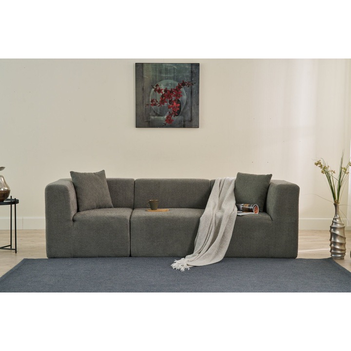 Canapea 3 locuri, Atelier Del Sofa, 100% CHENILLE, gri, 245x85x70cm