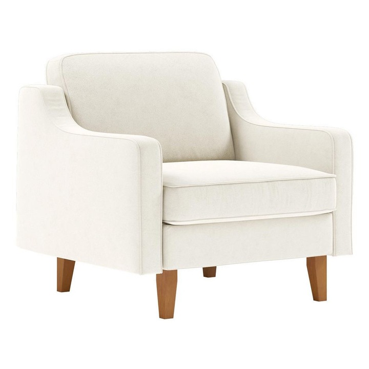 Fotoliu, Atelier Del Sofa, poliester, picioare din lemn masiv, 90x84x87cm, alb