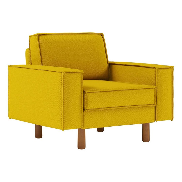 Fotel, Atelier Del Sofa, poliészter, tömör fa lábak, Sárga, 108x89x87cm