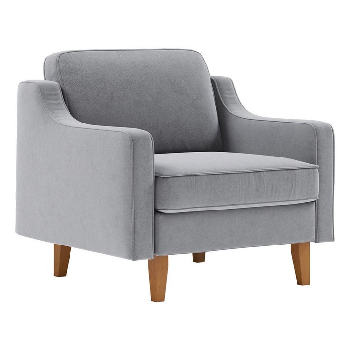 Fotel, Atelier Del Sofa, ködszürke, 90x84x87cm, párnákkal, tömörfa lábakkal