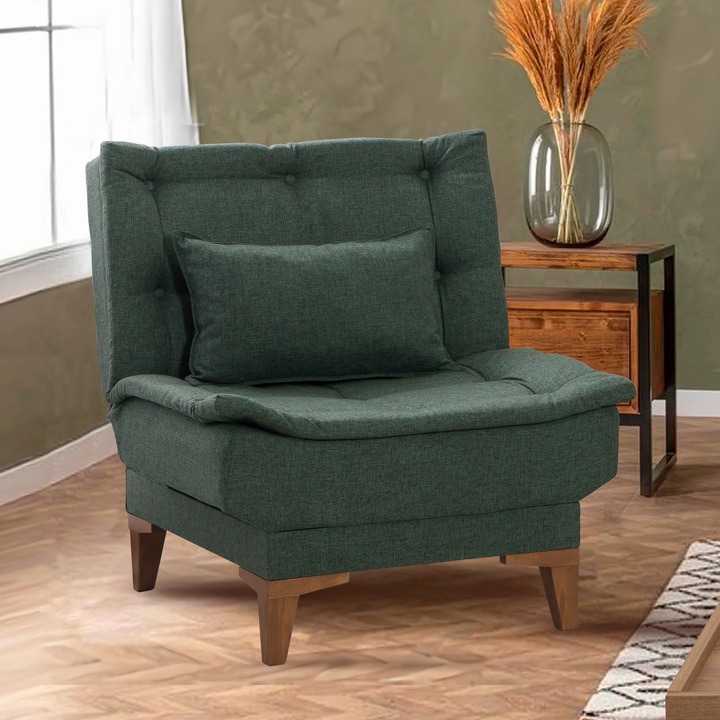 Fotoliu Wing, Atelier Del Sofa, verde, 75x70x90cm, 100% in, picioare din lemn