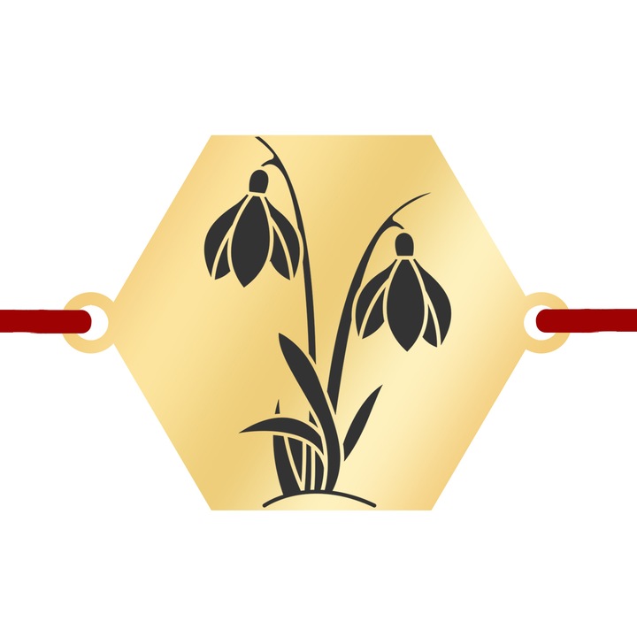 Martisor Bratara Inox Placat Aur 18K Hexagon Ghiocei