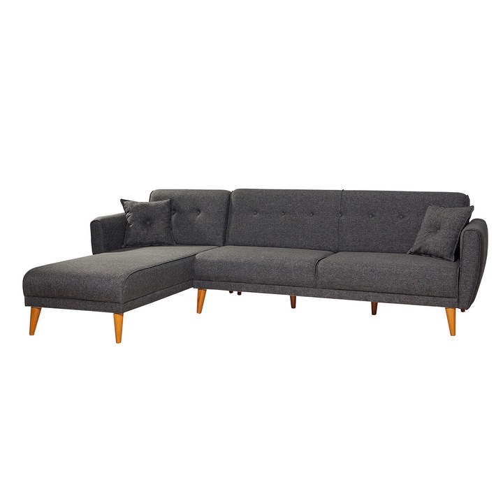 Canapea coltar extensibila Atelier Del Sofa, antracit, 277x175x86cm, 28 perne spuma DNS