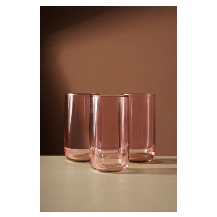 Hermia Concept pohárkészlet, 3 darabos, rózsaszín, 6,7x6,7x12,9cm
