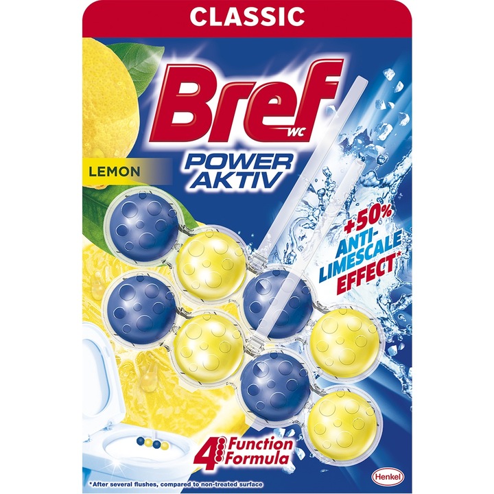 Toalett illatosító golyó BREF Power Aktiv Lemon 2x50g
