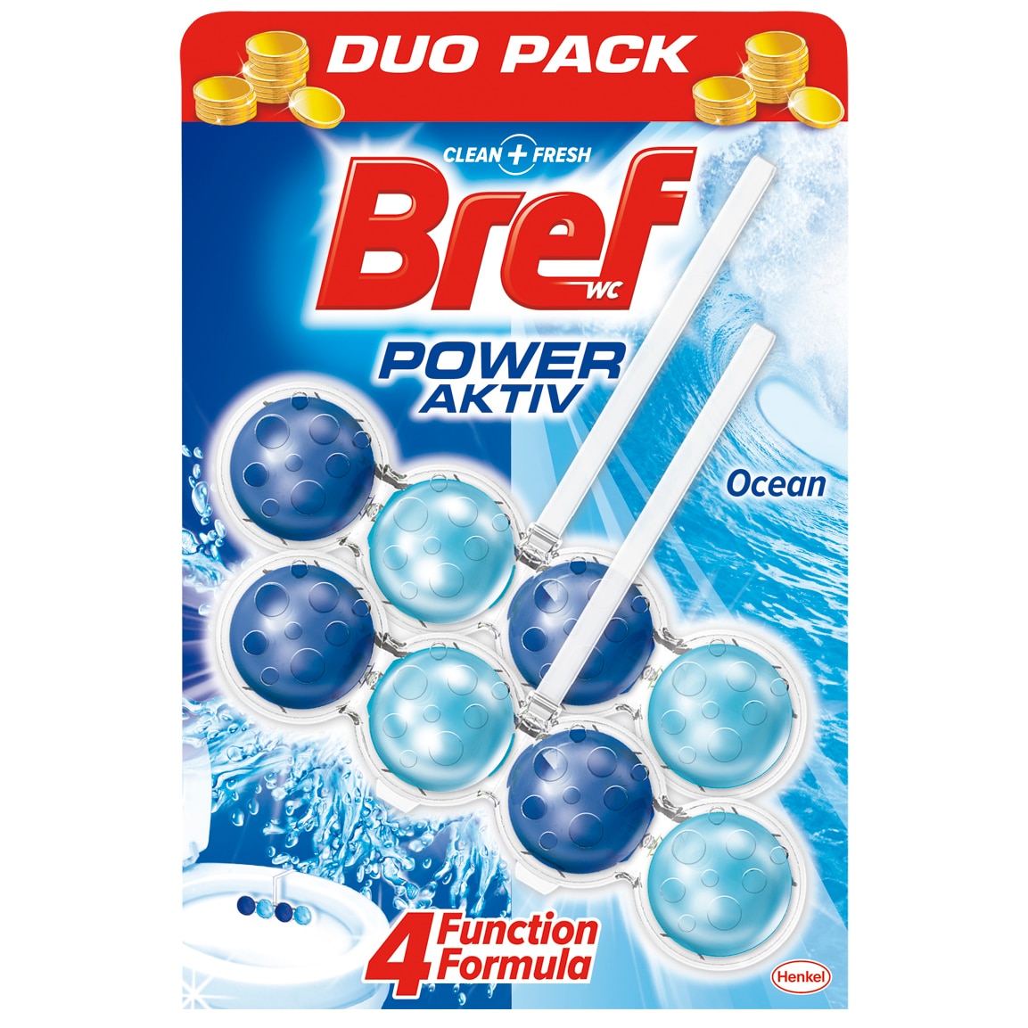Odorizant toaleta Bref Power Aktiv Ocean, 2 x 50 g