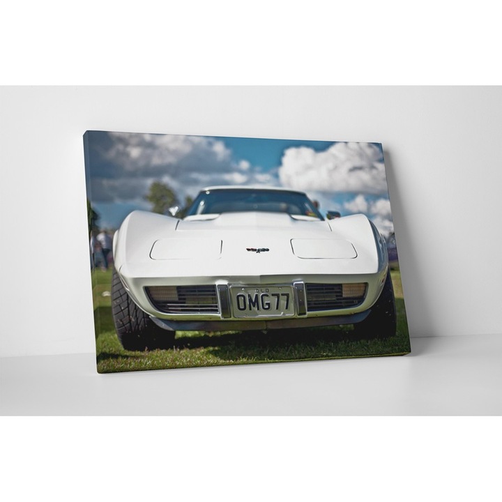 Fehér Corvette - Vászonfestmény - 90x120 cm