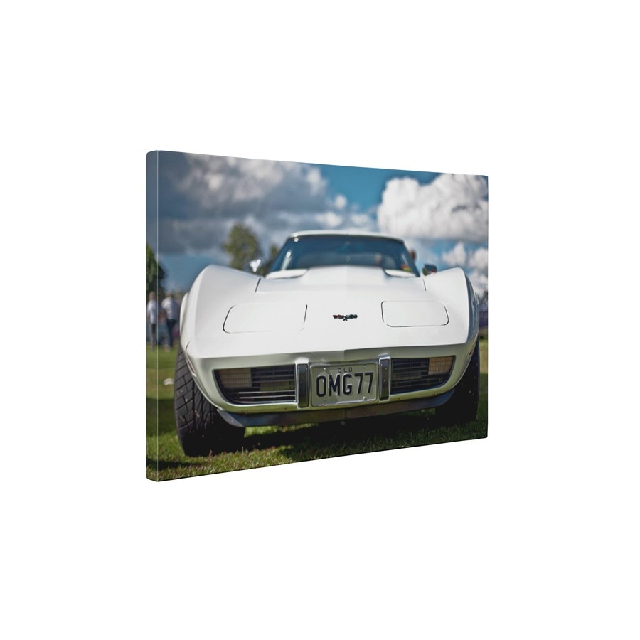 Corvette alb - Tablou Canvas - 15x20 cm