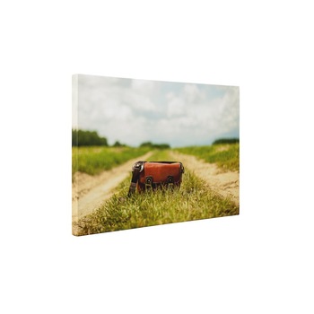 Geanta pe camp - Tablou Canvas - 75x100 cm Geanta pe camp - Tablou Canvas - 75x100 cm