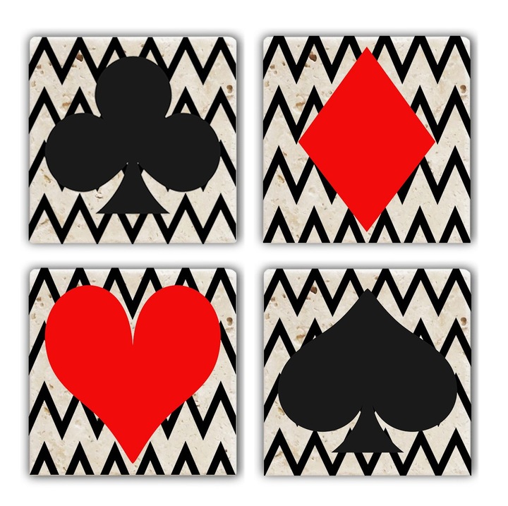 Italtartók, Hermia Concept, 4 darabos szett, természetes kő, 10x10x1cm, sokszínű