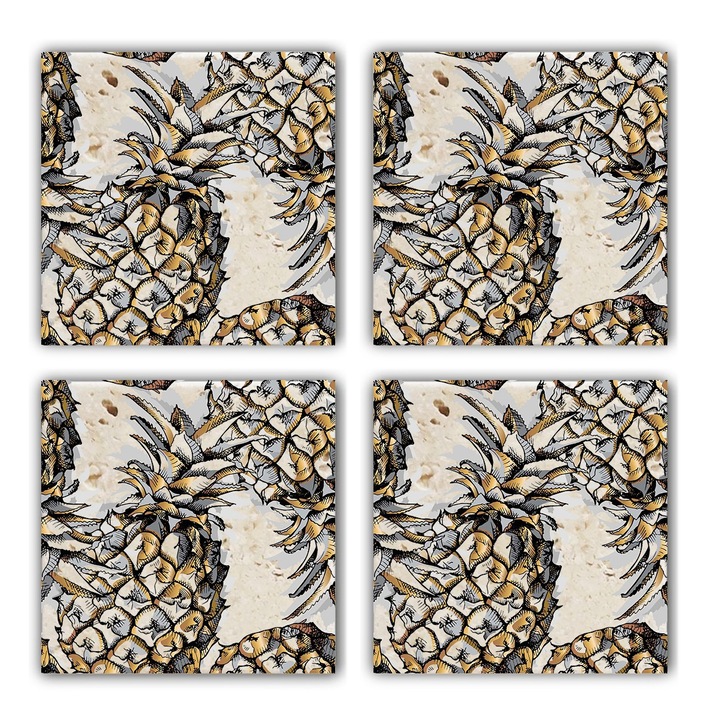 Italtartók, Hermia Concept, 4 db-os készlet, természetes kő, 10x10x1cm, többszínű