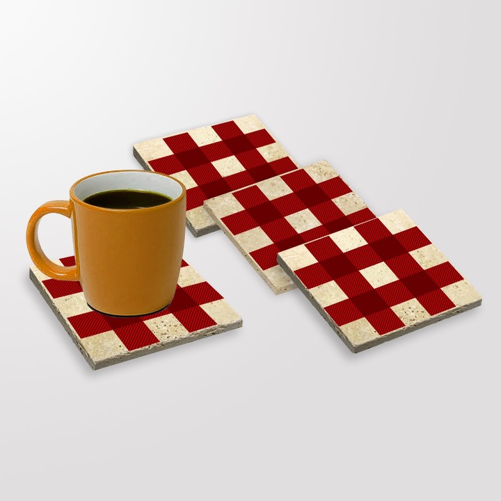 Italtartók, Hermia Concept, 4 darabos készlet, természetes kő, többszínű, 10x10x1cm