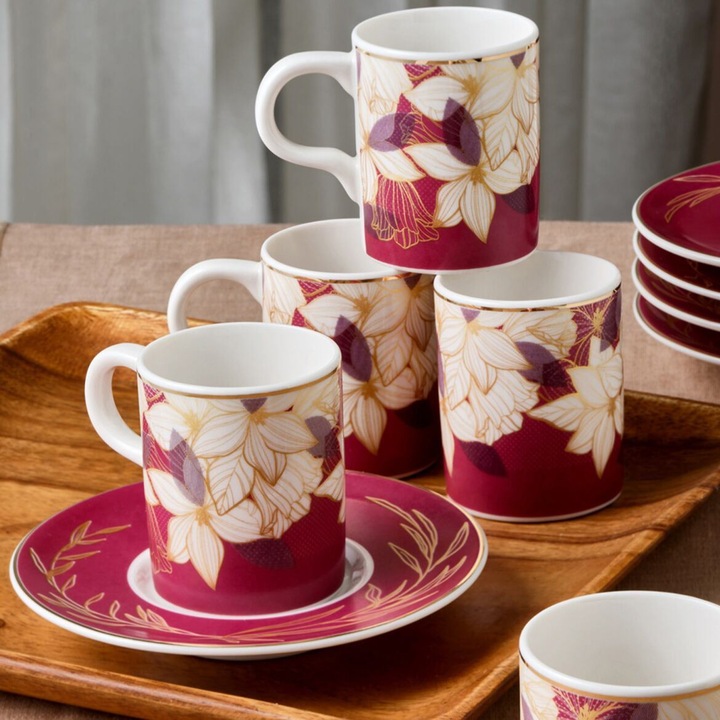 Set cani din portelan Hermia Concept, 12 piese, multicolor, 5,4x5,4x6,8cm