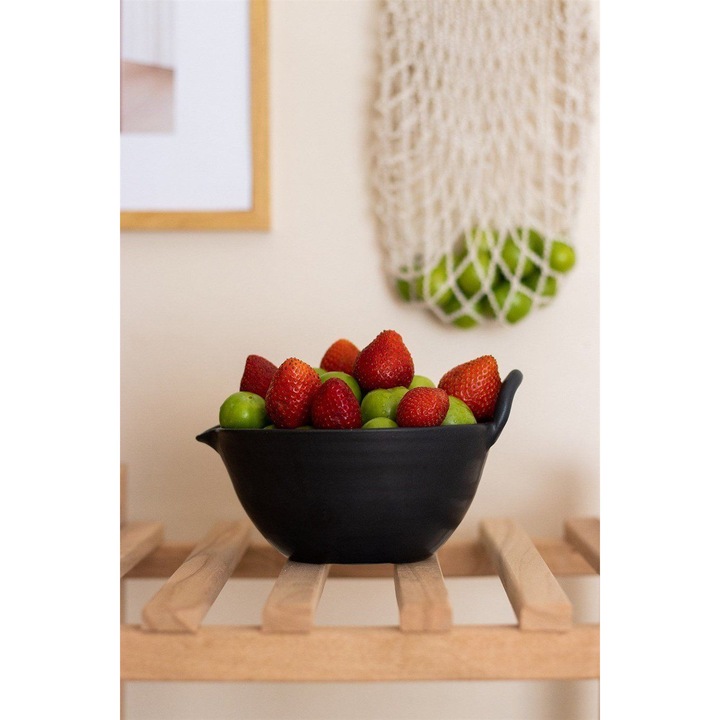 Bol ceramic, Hermia Concept, negru, 2x16x11cm