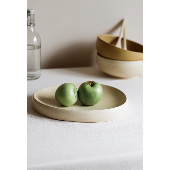 Ételbemutató tányér, Hermia Concept, kerámia, krém, 25x15x4.5cm