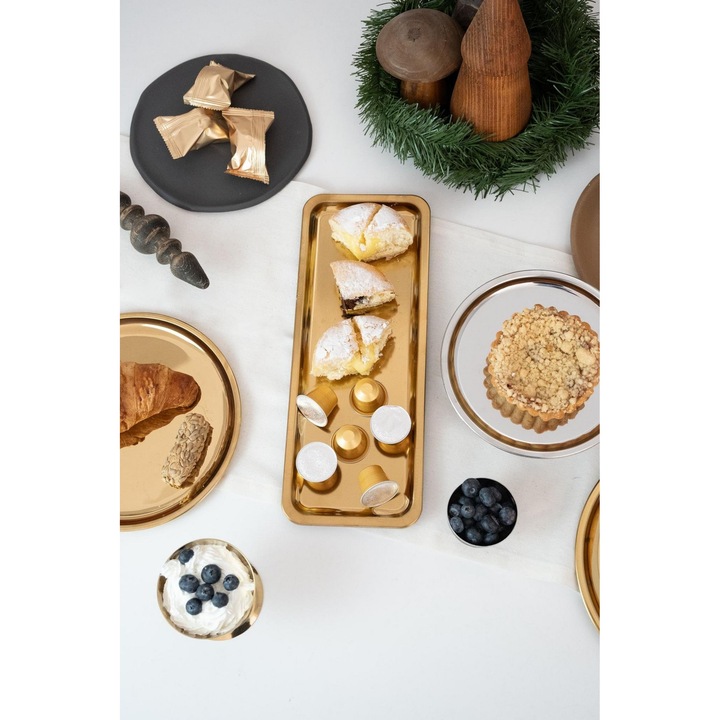 Tava servire, Hermia Concept, inox, aurie, 33x13x1cm