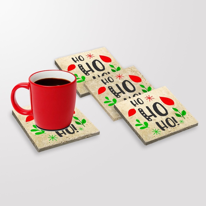 Italtartók, Hermia Concept, 4 darabos készlet, természetes kő, többszínű, 10x10x1cm