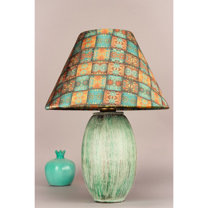 Veioza ceramica Opviq, multicolor, 41cm, capac catifea O30 h:19cm