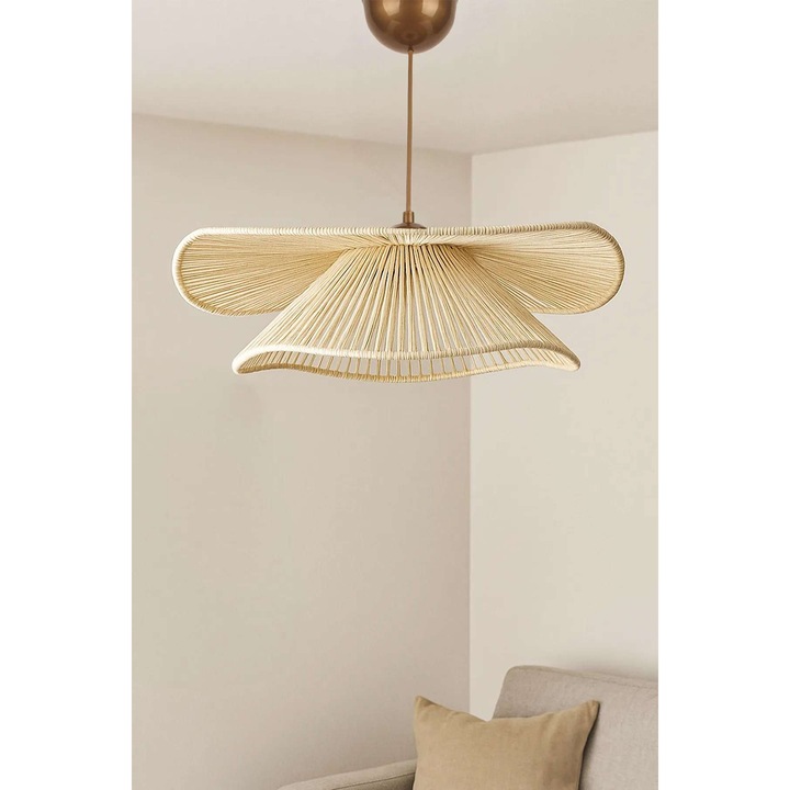 Lustra Opviq, Macrame, crem, dimensiuni ajustabile 18-52cm, O50x17cm