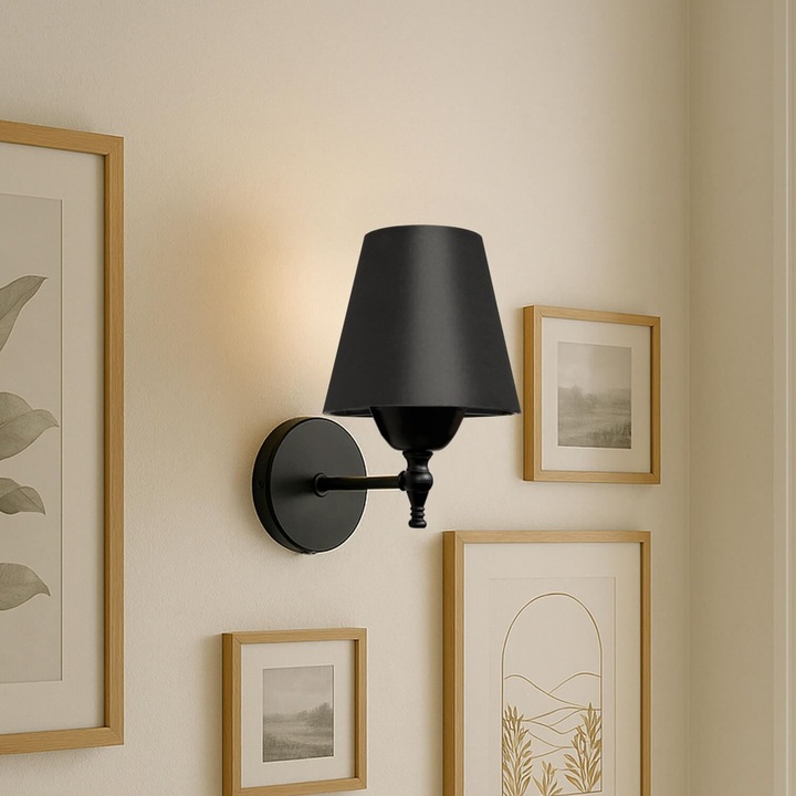 Opviq fali lámpa, 323 modell, fekete fém, mérete 21x13cm, 1 x E27 max 40W