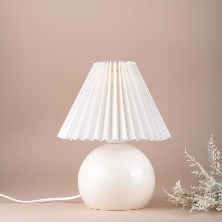 Veioza Opviq, metal, crem, 30cm, cablu 150cm