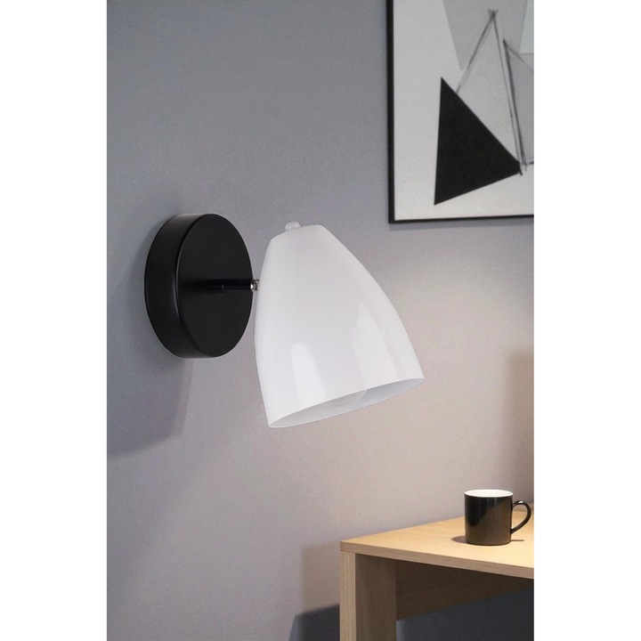 Метален аплик Opviq, бял и черен, размери O12.5x14см, комплект за амбиентно осветление