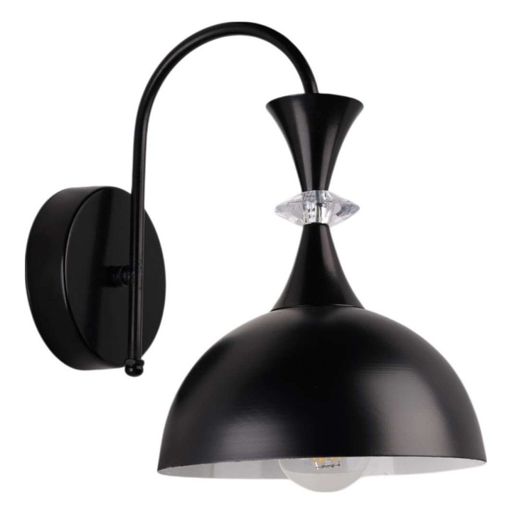 Opviq fali lámpa, fekete, fém, 30x14cm, 1xE27