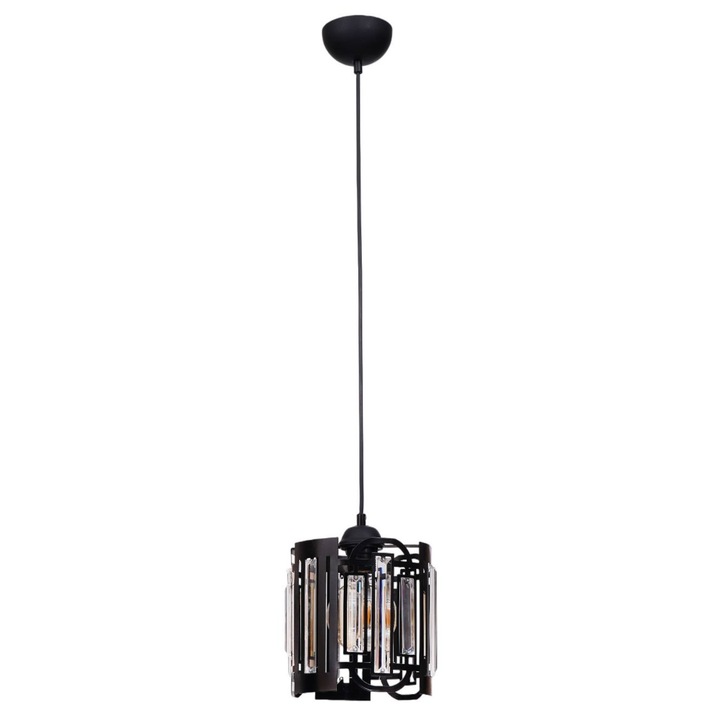 Лампа Opviq, модел 201, черен метал, 80х20см, със стъклен капак